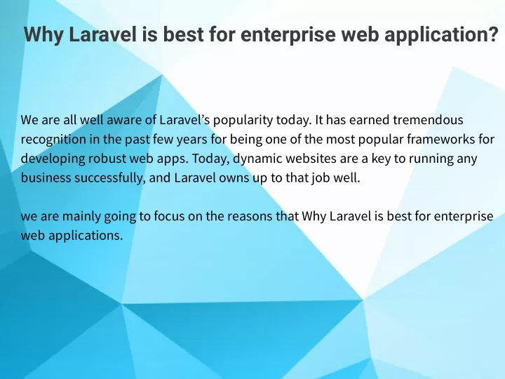 why laravel is best for enterprise web application