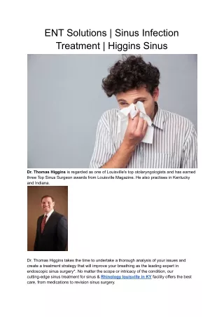 ENT Solutions _ Sinus Infection Treatment _ Higgins Sinus