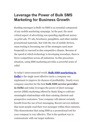 Leverage the Power of Bulk SMS Marketing for Business