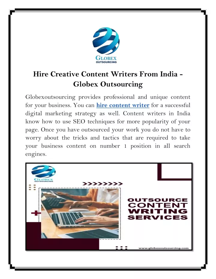 hire creative content writers from india globex