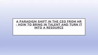 A Paradigm Shift in The CEO From HR | DutyPar