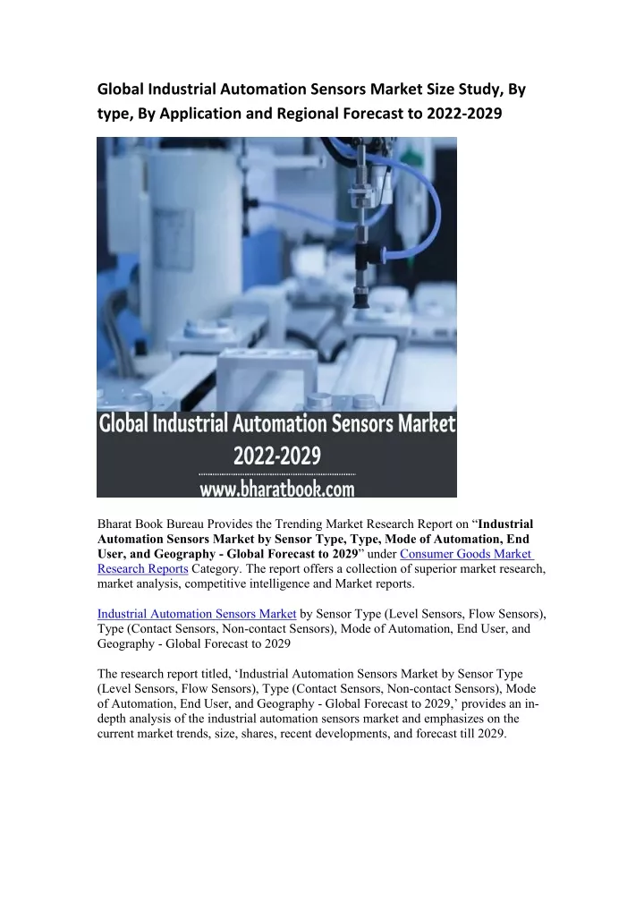 global industrial automation sensors market size