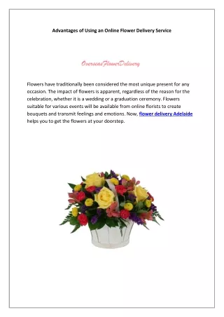 Advantages of Using an Online Flower Delivery Service