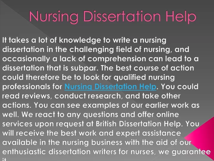 nursing dissertation help