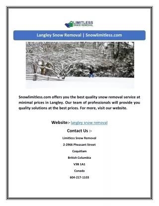 langley snow removal snowlimitless com