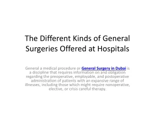 General Surgeries