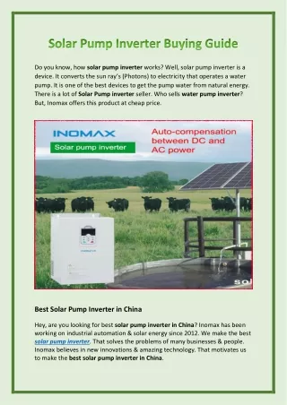 Solar Pump Inverter
