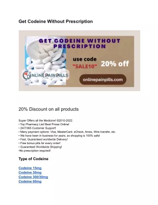 Get Codeine Without Prescription  | Buy codeine pills online | Buy codeine