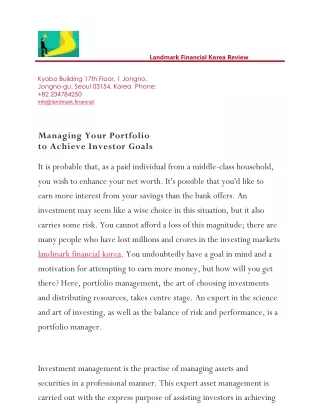 landmark financial korea review