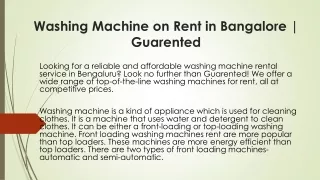 Washing Machine on Rent in Bangalore |  Guarented