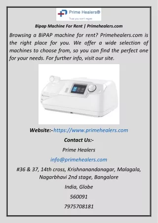 Bipap Machine For Rent  Primehealers