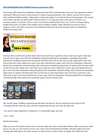 KIM KARDASHIAN HOLLYWOOD Star Generator No Survey 2023