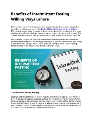 benefits of intermittent fasting willing ways