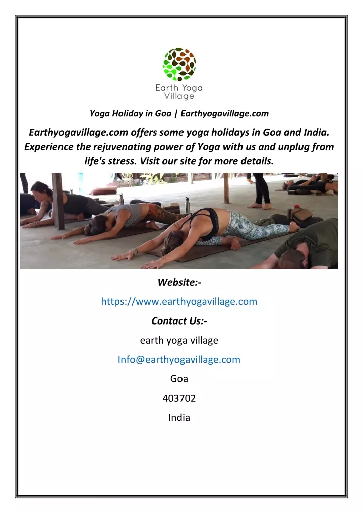 yoga holiday in goa earthyogavillage com