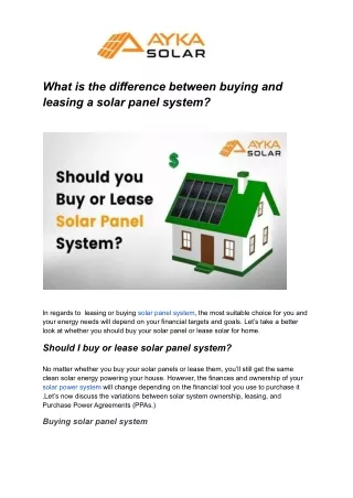 What is the difference between buying and leasing a solar panel system