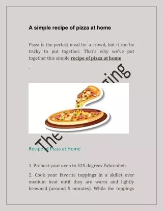 A simple recipe of pizza at home