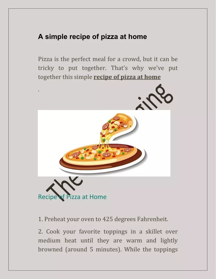 a simple recipe of pizza at home
