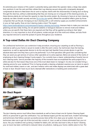 The Advanced Guide To Best Air Duct Cleaning Dallas