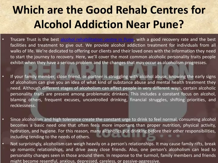 which are the good rehab centres for alcohol addiction near pune