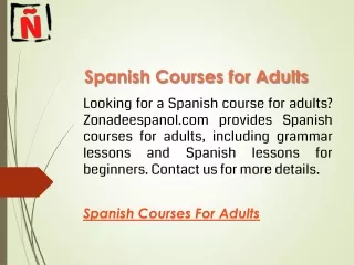 Spanish Courses for Adults  Zonadeespanol.com