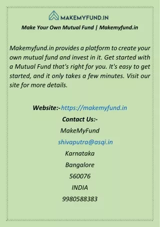 make your own mutual fund makemyfund in