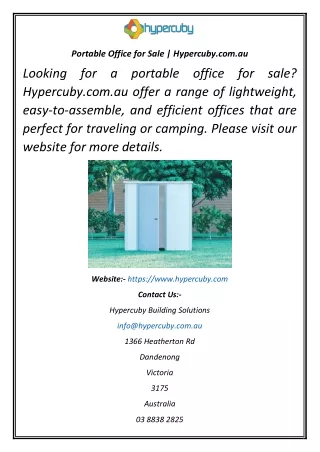 Portable Office for Sale  Hypercuby.com