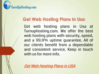 Get Web Hosting Plans In Usa  Turnuphosting.com