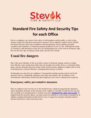 Fire Safety in Dubai | Stevok.ae