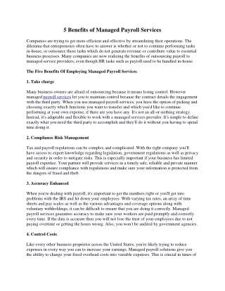 5 benefits of managed payroll services