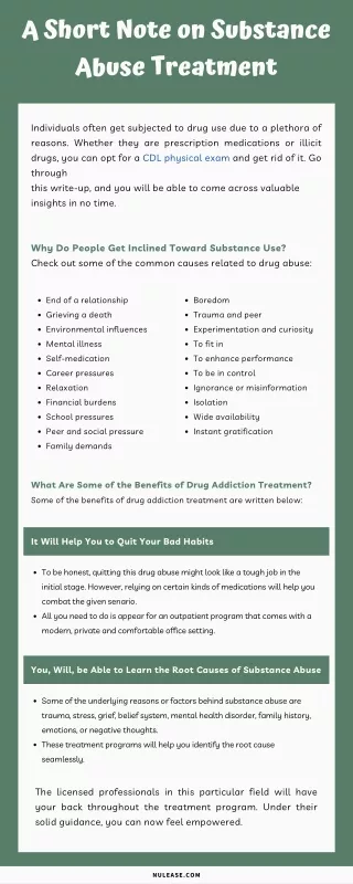 A Short Note on Substance Abuse Treatment