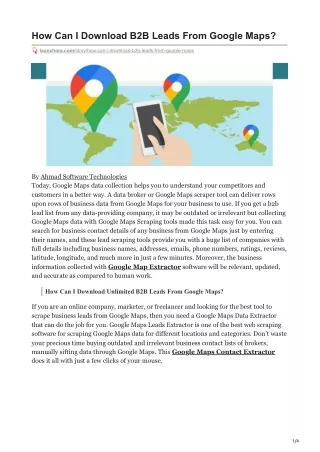 how can i download b2b leads from google maps