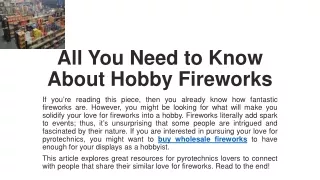 All You Need to Know About Hobby Fireworks
