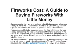 Fireworks Cost: A Guide to Buying Fireworks With Little Money