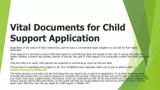 Vital Documents for Child Support Application
