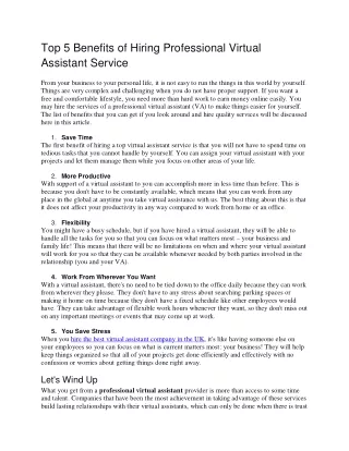top 5 benefits of hiring professional virtual