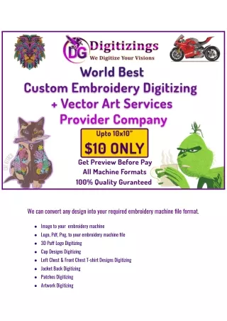Embroidery Digitizing and Vector Art Services