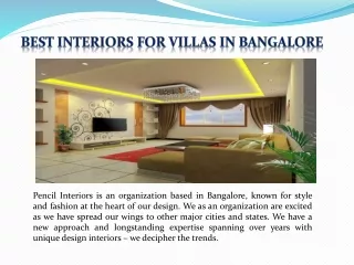 BEST INTERIORS FOR VILLAS IN BANGALORE