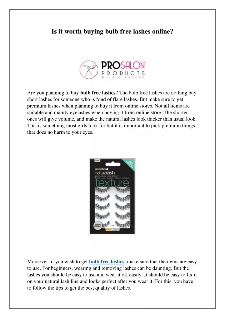 is it worth buying bulb free lashes online