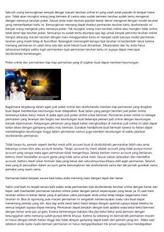 Teknik Mengenali Situs Judi Online Yang Memberi Untung Besar