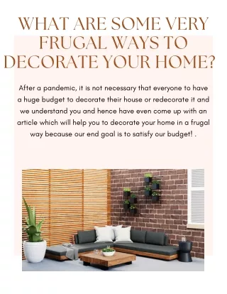 what are some very frugal ways to decorate your