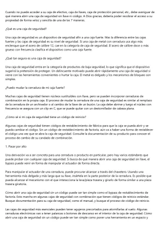 Formas practicas de abrir una caja fuerte sin las llaves