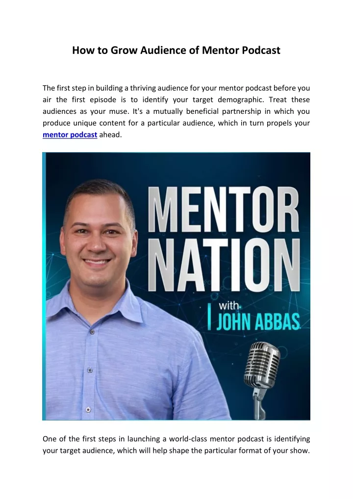 how to grow audience of mentor podcast