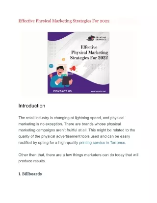 Effective Physical Marketing Strategies For 2022