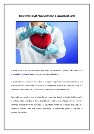 Symptoms To Get Pacemaker from a Cardiologist Clinic