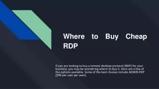 Where to Buy Cheap RDP