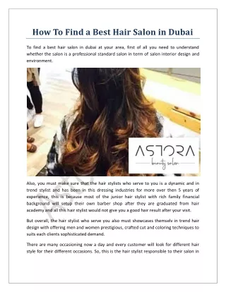 How To Find a Best Hair Salon in Dubai