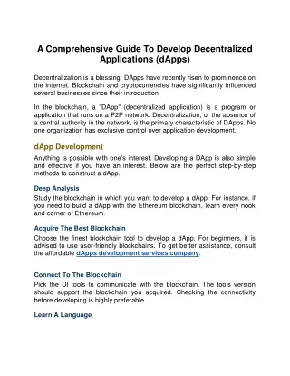a comprehensive guide to develop decentralized