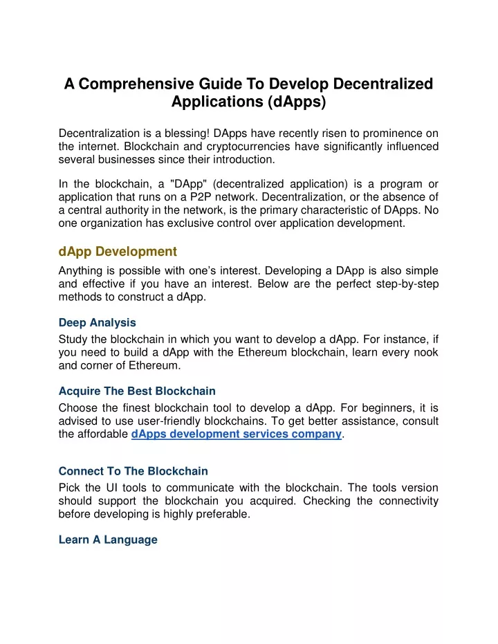 a comprehensive guide to develop decentralized