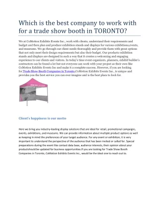 Trade Show Booth Companies in TORONTO