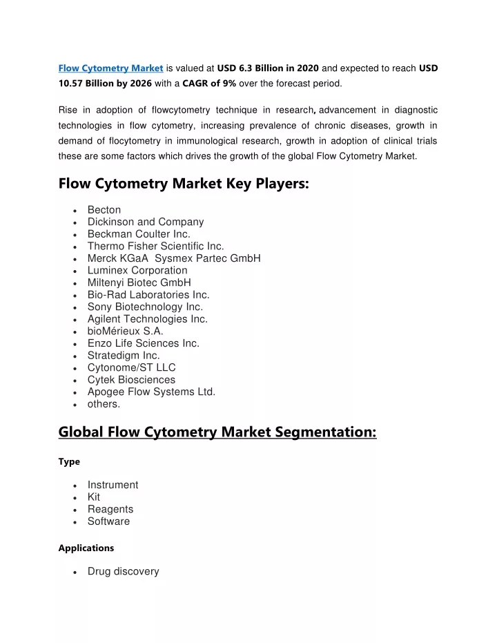 flow cytometry market is valued